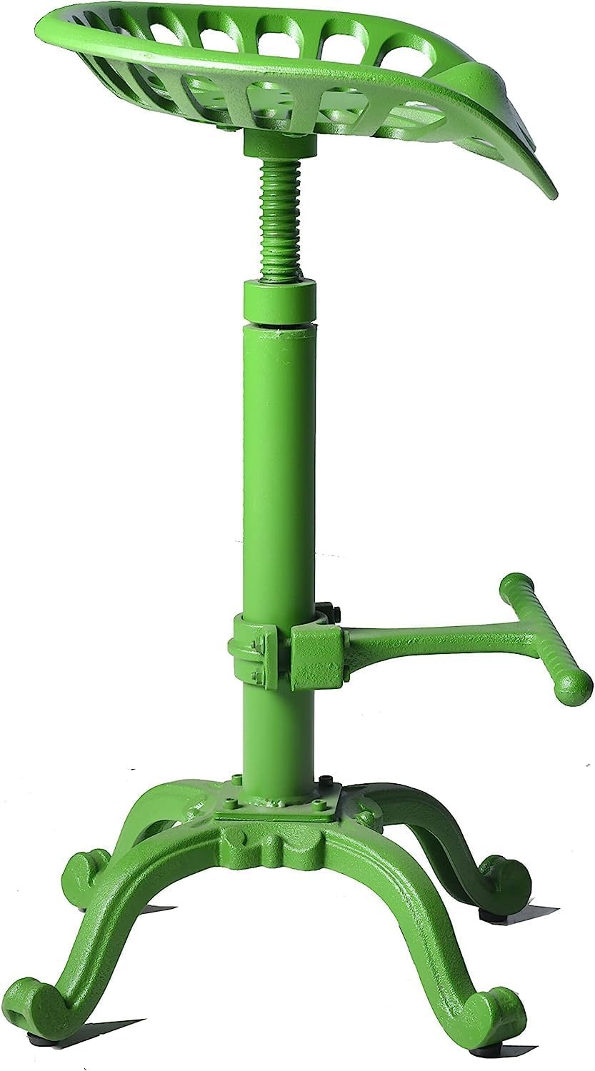 Rustic Tractor Seat Bar Stool Industrial Metal Swivel Saddle Bar Chair 19.7-26.8 Counter Height Retro Guest Seating Kitchen Island Stools