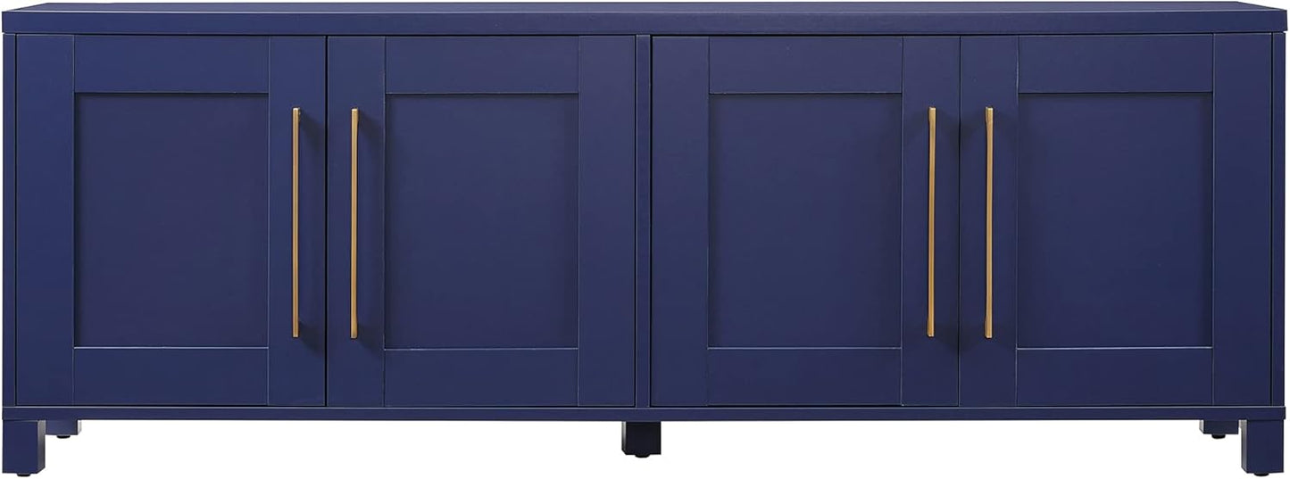 Henn&Hart Rectangular TV Stand for TV's up to 75" in Dark Blue, for Home, Living Room, Bedroom, Entertainment Room, Office
