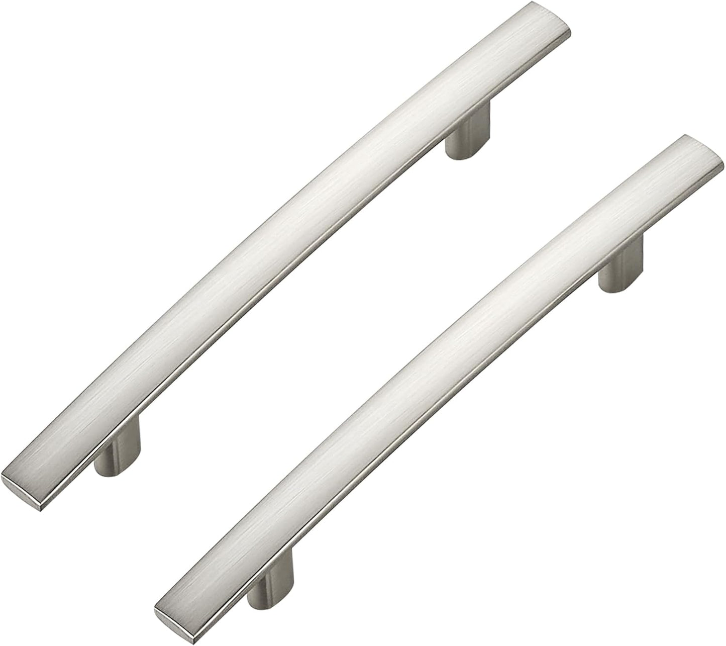 25 Pack Cabinet Handles 4" Hole Center - Curved Cabinet Pulls Brushed Nickel Drawer Pulls for Kitchen Cupboard Solid Hardware for Dresser Drawer Arch Hardware