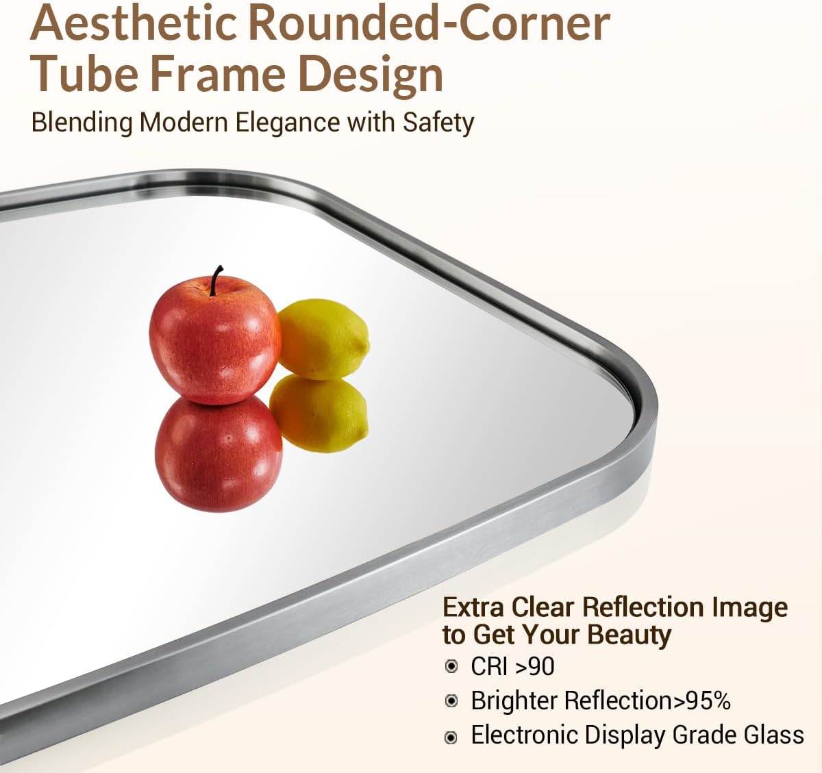 ANDY STAR Brushed Nickel Oval Bathroom Mirror for Over Sink, 24x36 Inch Bathroom Vanity Mirror with Unique Oblong Rounded Corner Tube Metal Frame-Modern Design with Anti-Rust Stainless Steel Frame