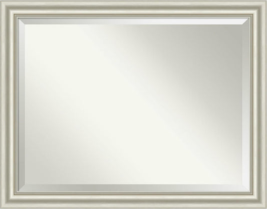 Amanti Art Bathroom Mirror for Over Sink, 36x46 Sophia Silver Rectangle Vanity Mirror, X-Large Traditional Frame, Hangs Horizonally and Vertically, Bathroom Wall Decor, Beveled Edge