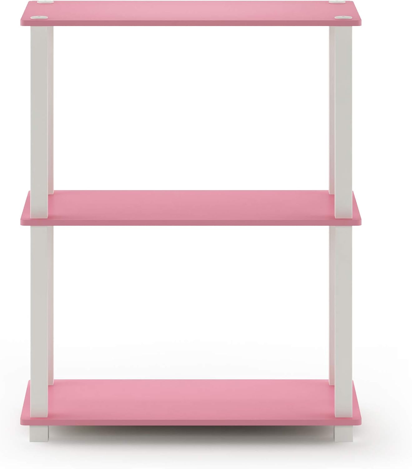 Furinno Turn-S-Tube 3-Tier Compact Multipurpose Shelf Display Rack with Square Tube, Pink/White