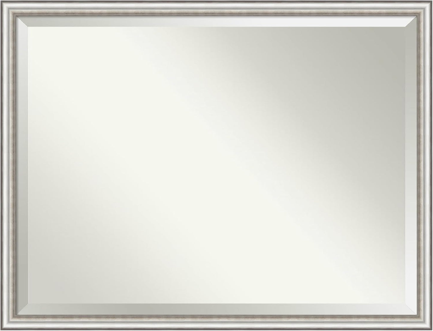 Amanti Art Silver Bathroom Mirror for Over Sink, 33x43 Salon Silver Narrow Rectangle Vanity Mirror, X-Large Traditional Frame, Hangs Horizonally and Vertically, Bathroom Wall Decor, Beveled Edge