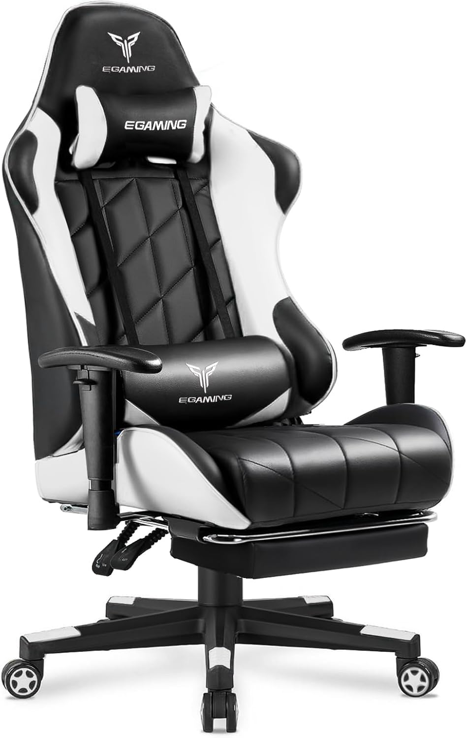 Gaming Chair with 3D Adjustable Armrests, Cow Print Design, Ergonomic Office Chair with High Back, Computer Chair with Footrest,Comfy Diamond Stitching Sest, Game Chair for Adults