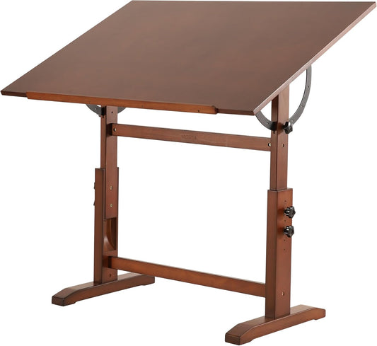 VISWIN Wood Drafting Table for Adults, 30" X 42" Extra-Large Drawing Table with Adjustable Height & Angle for Art Studio, Solid Pine Wood Artist Desk for Drawing, Drafting, Writing, Reading