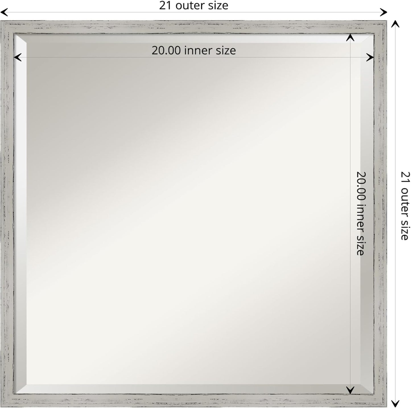 Amanti Art White Bathroom Mirror for Over Sink, 21x21 Shiplap White Narrow Square Vanity Mirror, Medium Cottage Wood Frame, Hangs Horizonally and Vertically, Bathroom Wall Decor, Beveled Edge