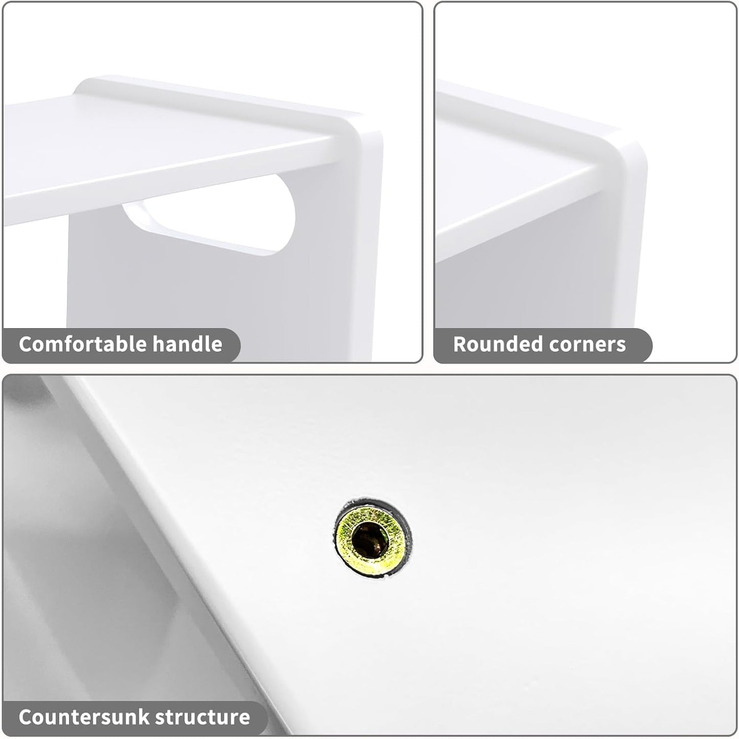 Wooden Step Stool,Two Stepping Stool for Kids/Adults,Supports 300 lbs Toddler Foot Stool,Toilet/Kitchen/Bed Step Stool,White 1 Pack