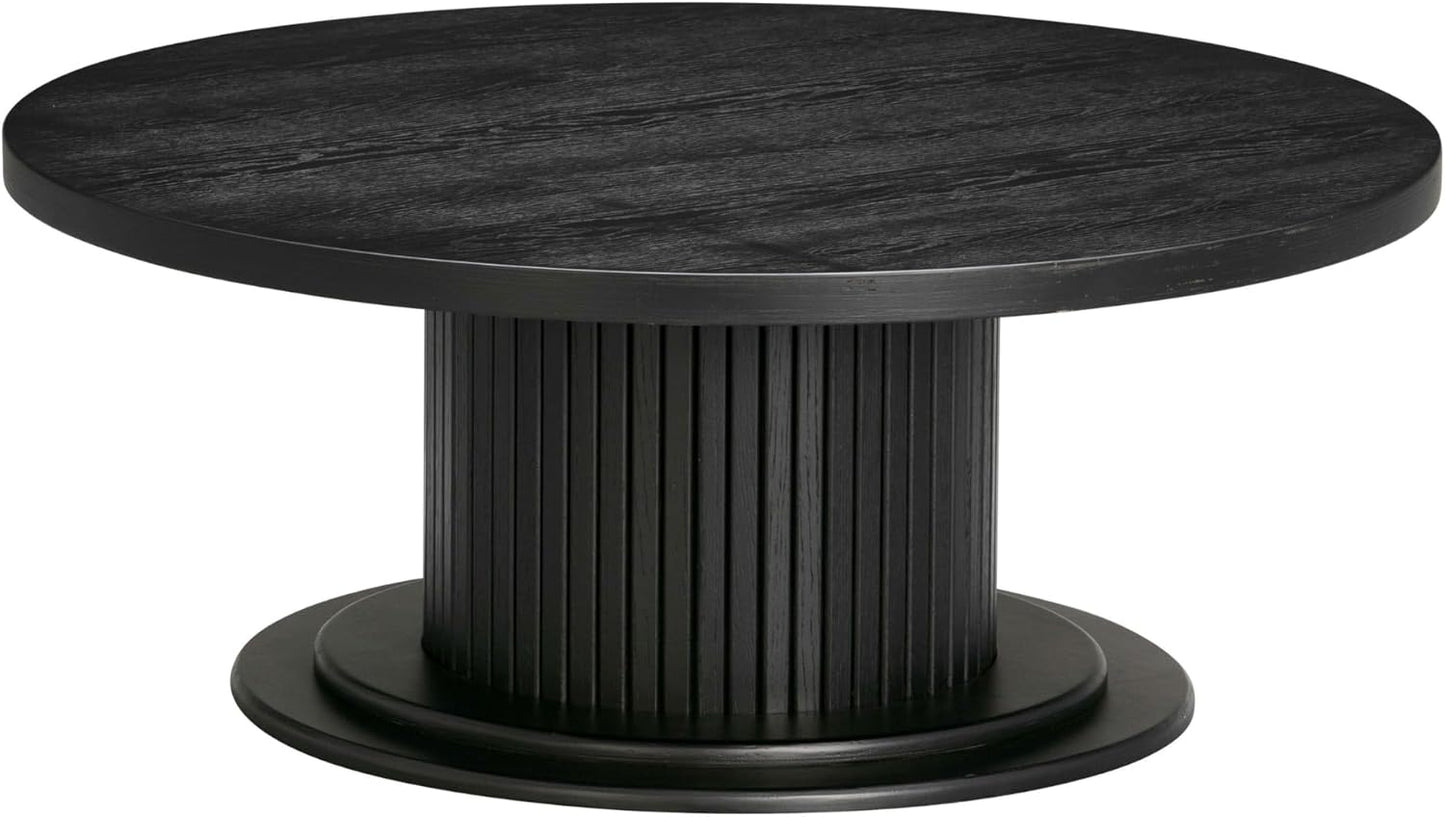 NTC 40 Inch Summit Modern Classic Tambour Wooden Round Coffee Table – Waterproof & Heat Resistant, Burnt Black