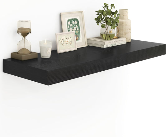 Heimlove Black Bathroom Shelves Floating Shelves for Wall Shelf Over Toilet Long Wall Mounted Modern Farmhouse,48 x 12 Shelves with Invisible Brackets for Living Room, Kitchen, Bedroom