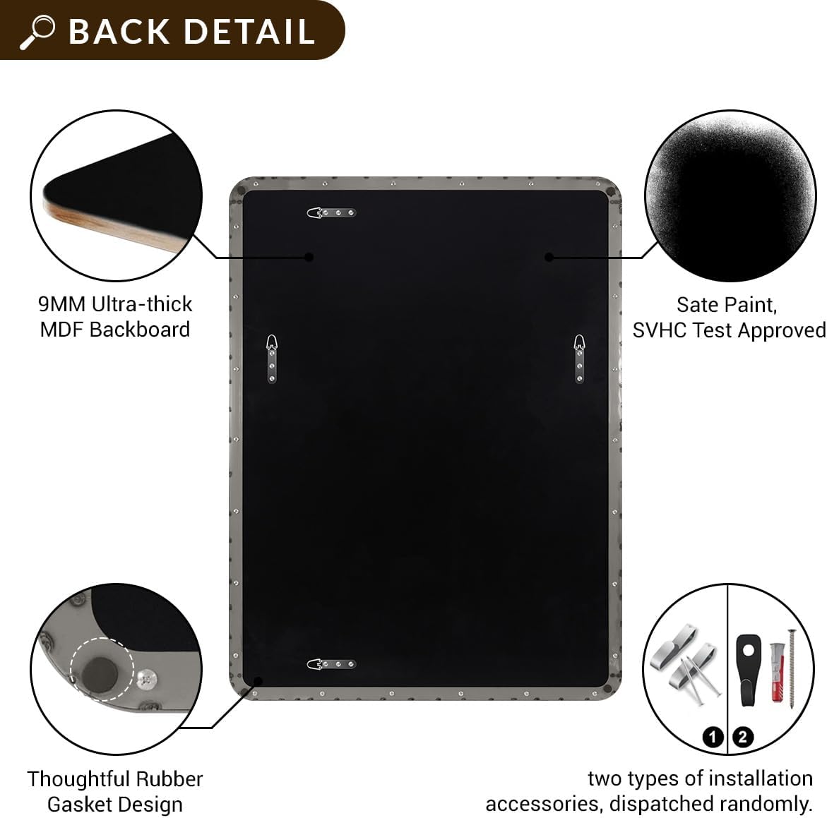 ANDY STAR Wall Mirror Brushed Nickel for Bathroom, 30x36 Rounded Rectangle Mirror with Stainless Steel Silver Metal Frame, Modern Bathroom Vanity Mirror