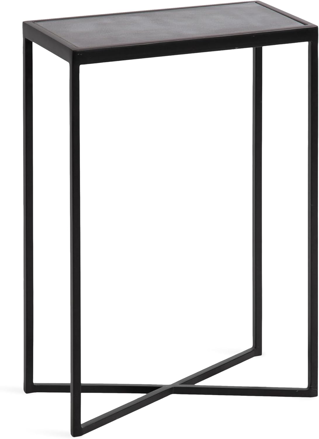 Kate and Laurel Jaspur Modern Slim Side Table, 16 x 8 x 24, Black Marble and Black, Decorative Glam Narrow End Table for Use as Skinny Bedroom Nightstand or Living Room Accent Table