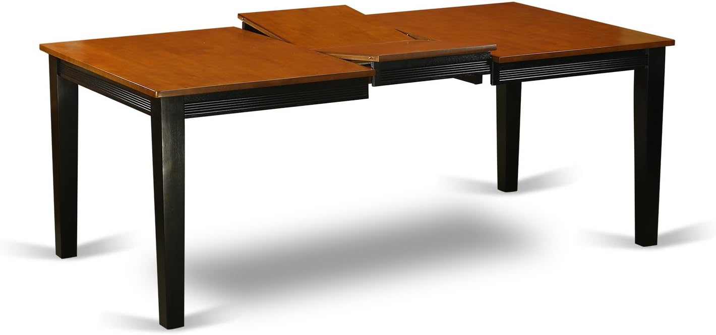 East West Furniture QUNO7-BCH-W 7 Piece Dining Room Table Set Consist of a Rectangle Kitchen Table with Butterfly Leaf and 6 Dining Chairs, 40x78 Inch, Black & Cherry