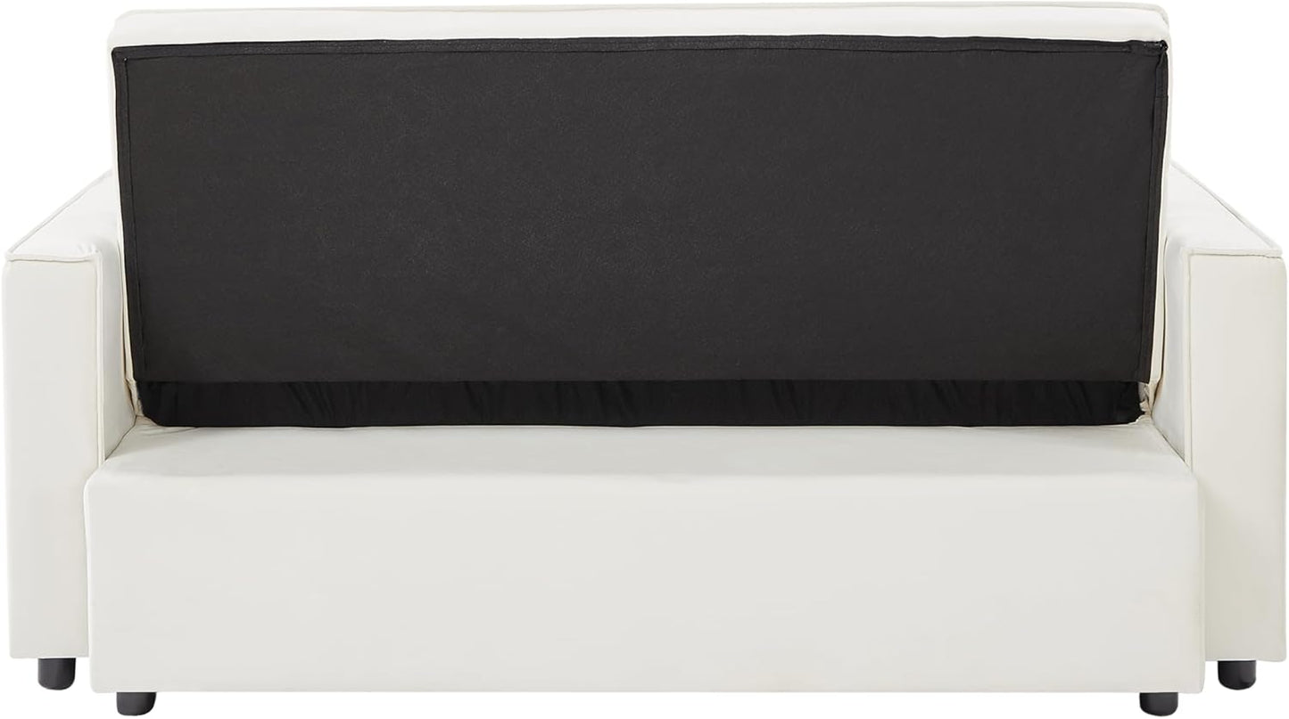 ERYE 64" W Full Size 3 in 1 Convertible Sleeper Sofabed W/Cupholders and USB Ports, Modern Velvet Upholstered Loveseat Sofa with Pull Out Sleep Couch Bed and Reclining Backrest for Home Apartment RV