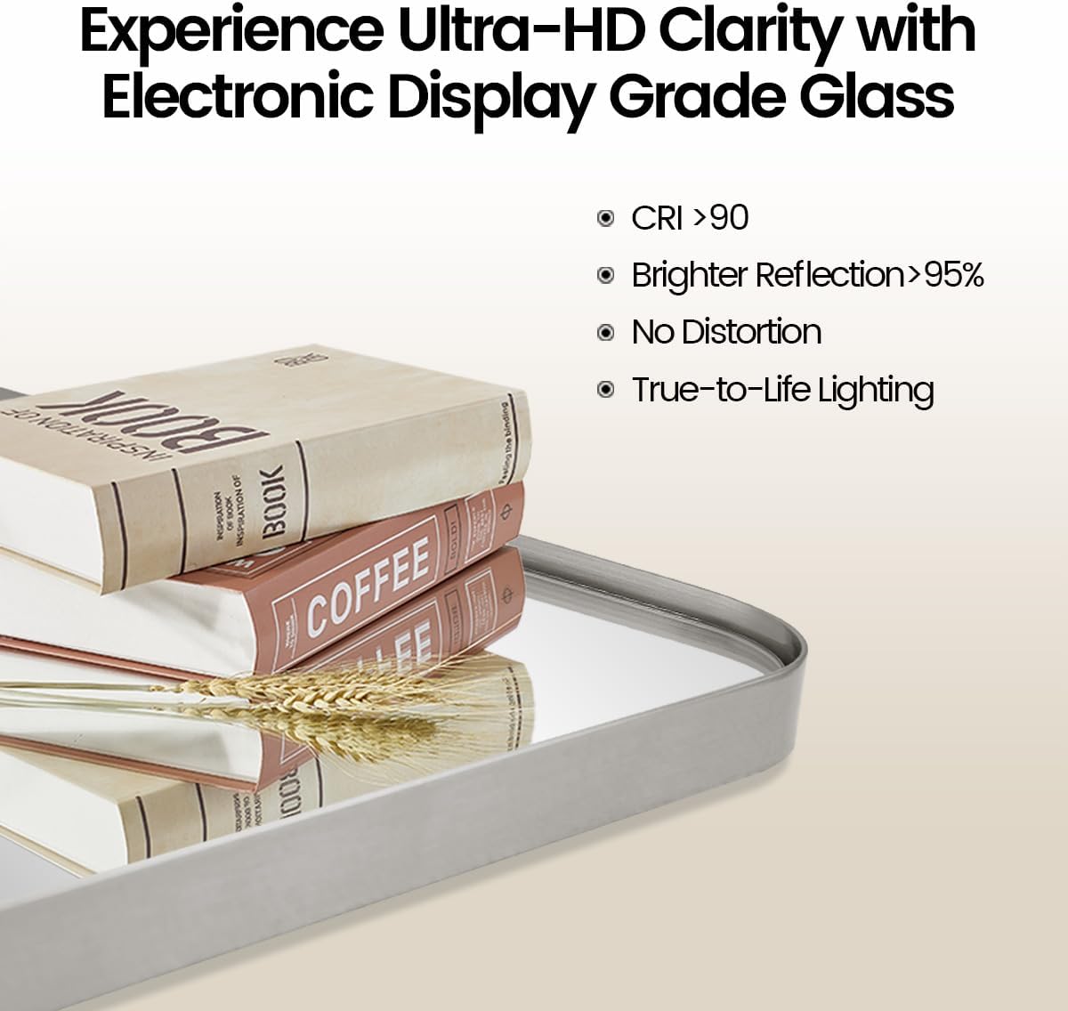 MOON MIRROR 24" x 36" Brushed Nickel Metal Framed Pivot Rectangle Bathroom Mirror, Silver Tilting Rounded Rectangular Vanity Mirror for Wall Mounted Hangs Vertical(Overall 27.75" x 36")