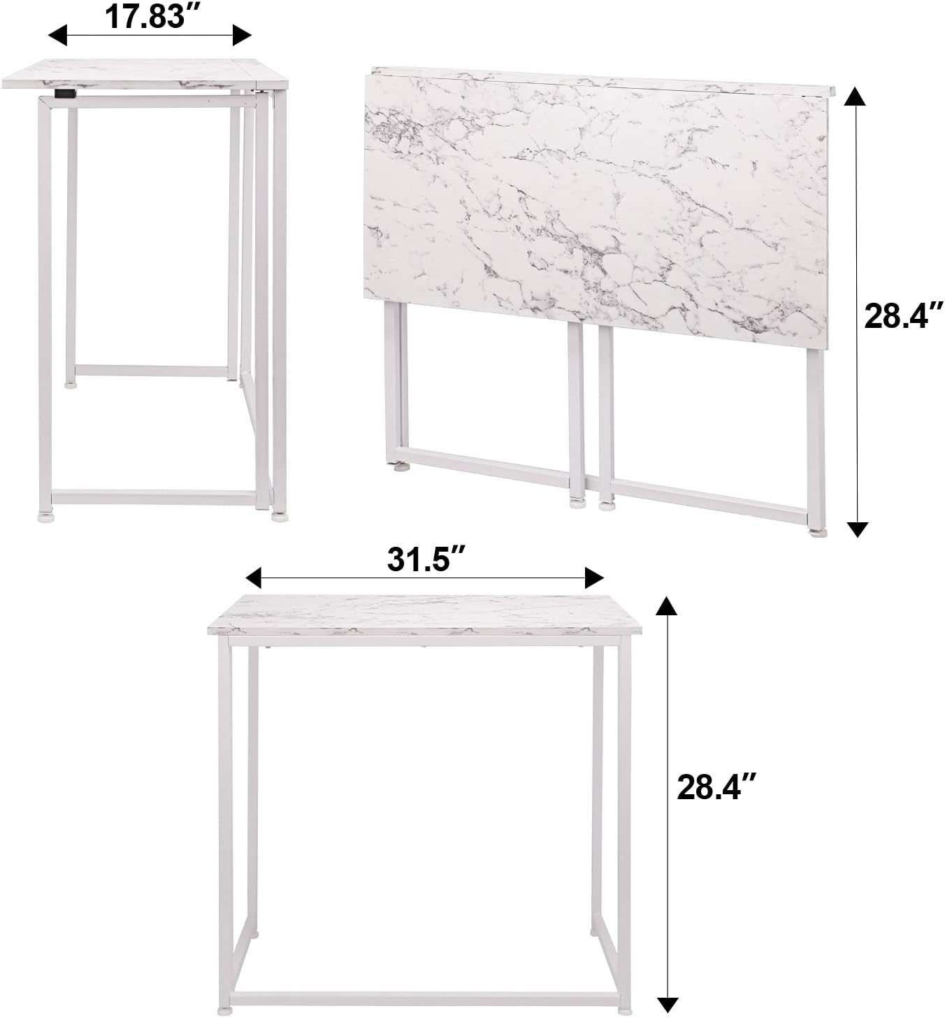 Leopard Outdoor Products Folding Computer Desk for Small Spaces, Space-Saving Home Office, Foldable Laptop Table, Writing Desk, Compact Study Reading Table (Marble White)