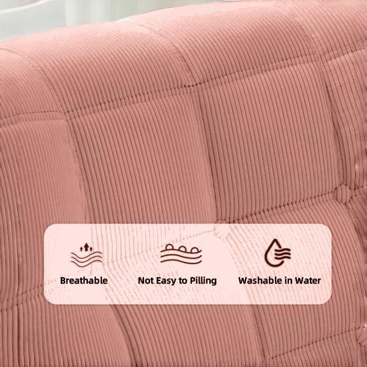 Bean Bag Chair - Memory Foam Bean Bag Chair for Adults, Comfy High-Resilience Single Sofa, Small Space Floor Chair, Chaise Lounge for Living Room, Bedroom (Pink, Square + Ottoman)