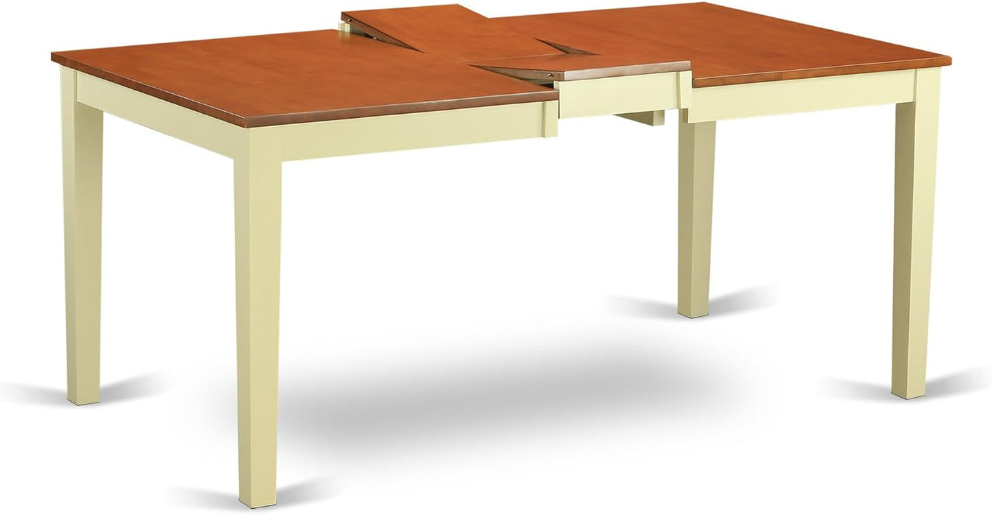 East West Furniture NIQU5-WHI-W 5 Piece Dining Set Includes a Rectangle Dining Table with Butterfly Leaf and 4 Kitchen Chairs, 36x66 Inch, Buttermilk & Cherry