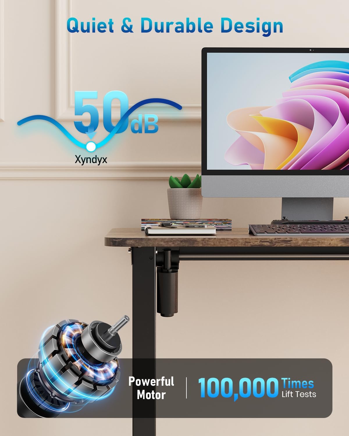 Small Height Adjustable Electric Standing Desk, 31.5" x 23.6" Sit Stand up Desk with Splice Board, Ergonomic Rising Computer Home Office Desk Table with Memory Preset, Black Frame/Rustic Brown Top