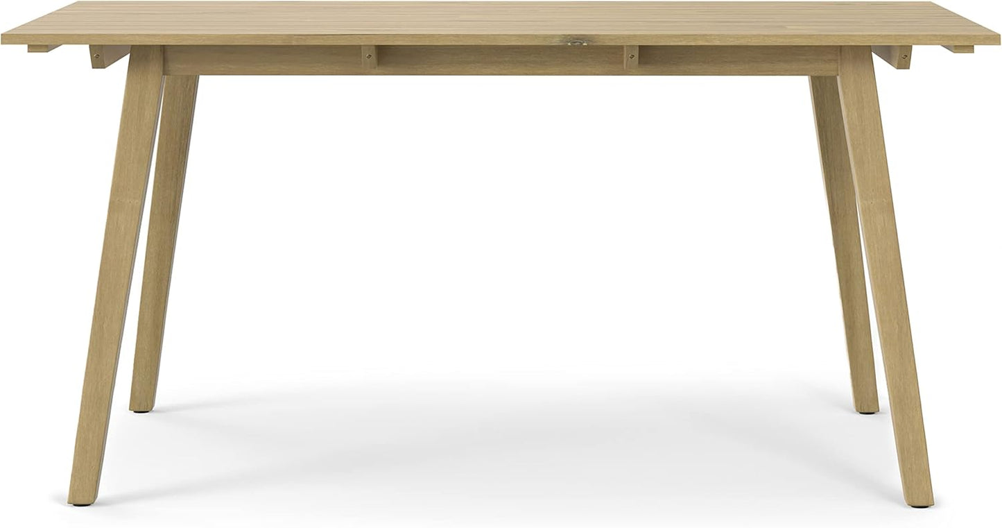 SIMPLIHOME Kona SOLID ACACIA WOOD 65 inch Wide Rectangle Contemporary Outdoor Dining Table in Light Teak for the Dining Room