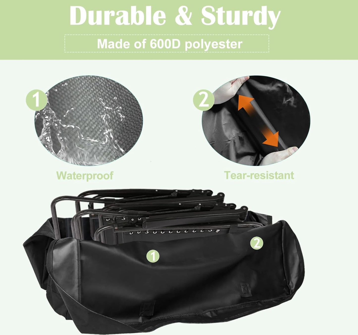 4/6/ 8 Foot Folding Table Storage Bag, Waterproof Heavy Duty Large Carrying Bag for Folding Tables, Picnic/Camp Tables Cover with Durable Zipper & Shoulder Strap, 31" D X 49" W X4.7 H, Black