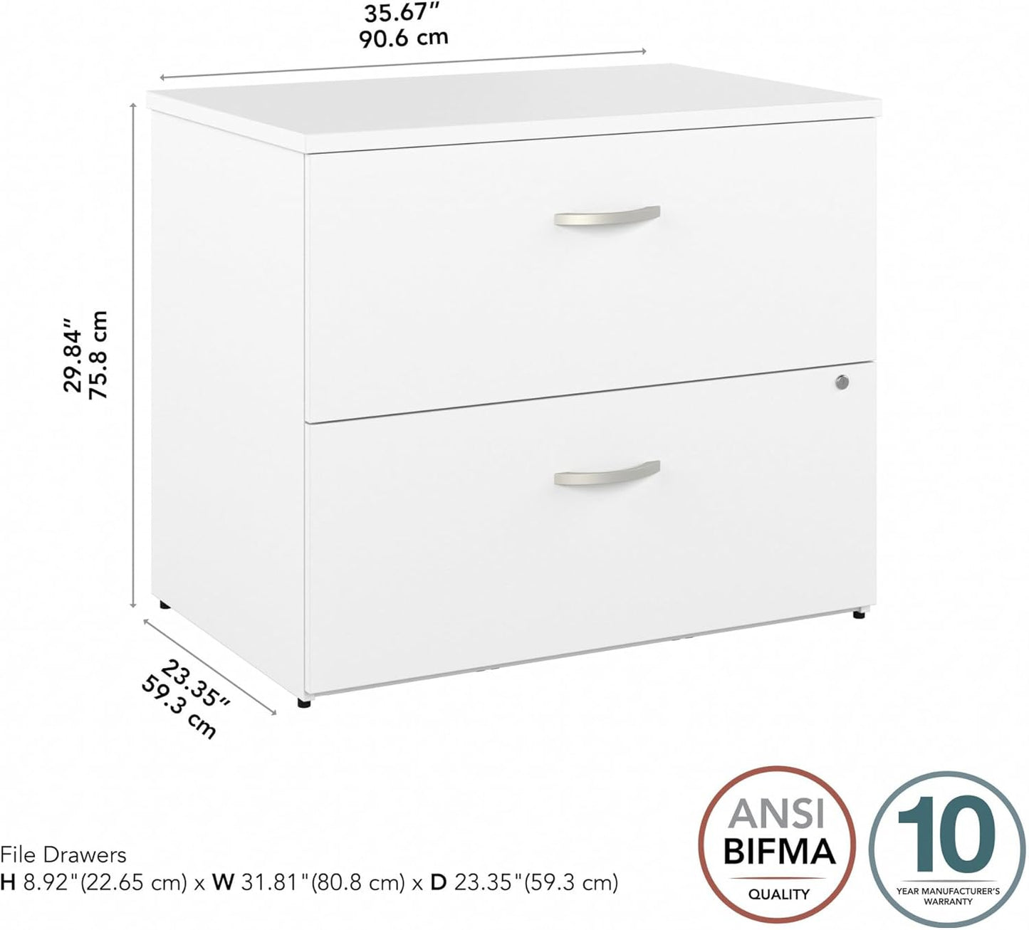 Bush Business Furniture Studio C Locking Lateral File Cabinet in White