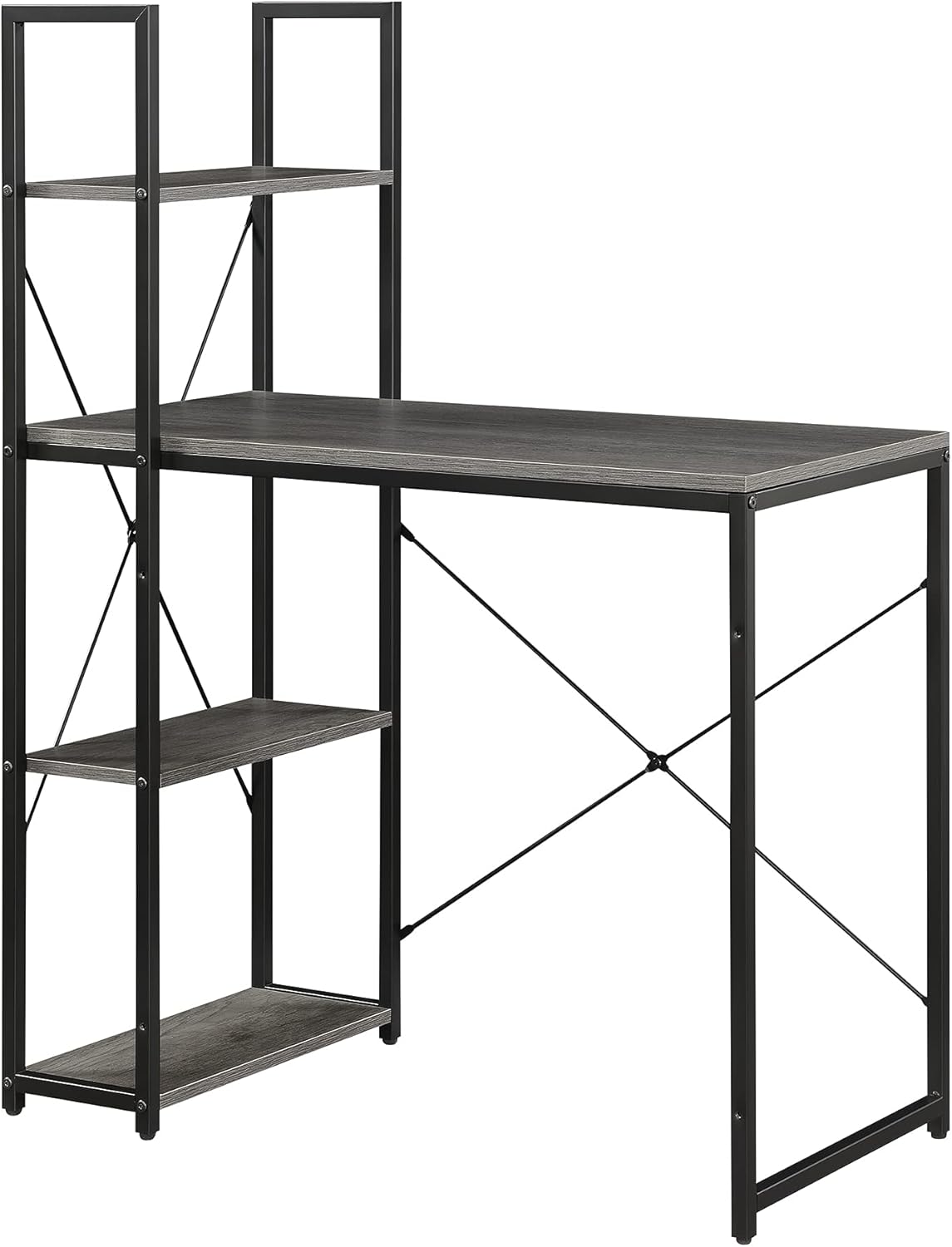 Convenience Concepts Desigsn2Go Office Workstation Desk 36" - Modern, Contemporary Writing Accent with Storage Shelves for Dorm Room & Home Study, Charcoal Gray