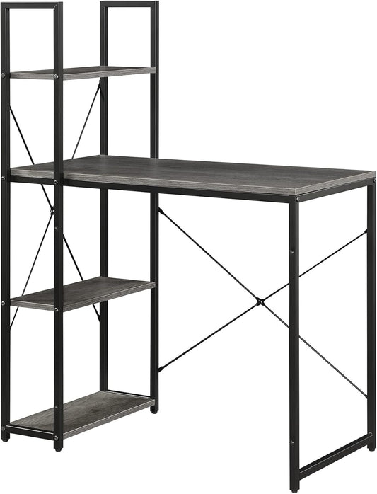 Convenience Concepts Desigsn2Go Office Workstation Desk 36" - Modern, Contemporary Writing Accent with Storage Shelves for Dorm Room & Home Study, Charcoal Gray
