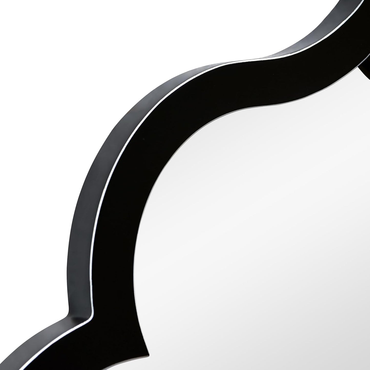 Empire Art Direct Curved Scalloped Wall Mirror on Black Matte Frame with Washed White Edges, Living Room, Bedroom & Office, 24" x 40" x 1"