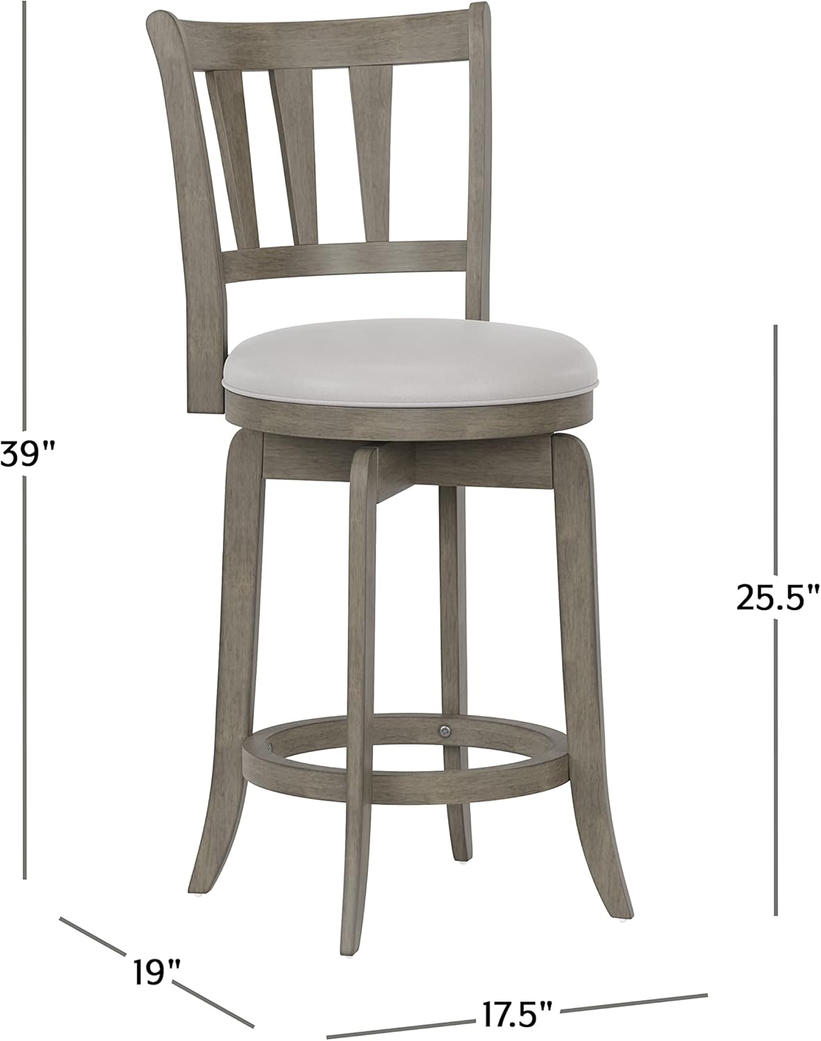 Hillsdale Presque Isle 26" Wood Swivel Counter Height Stool, Aged Gray