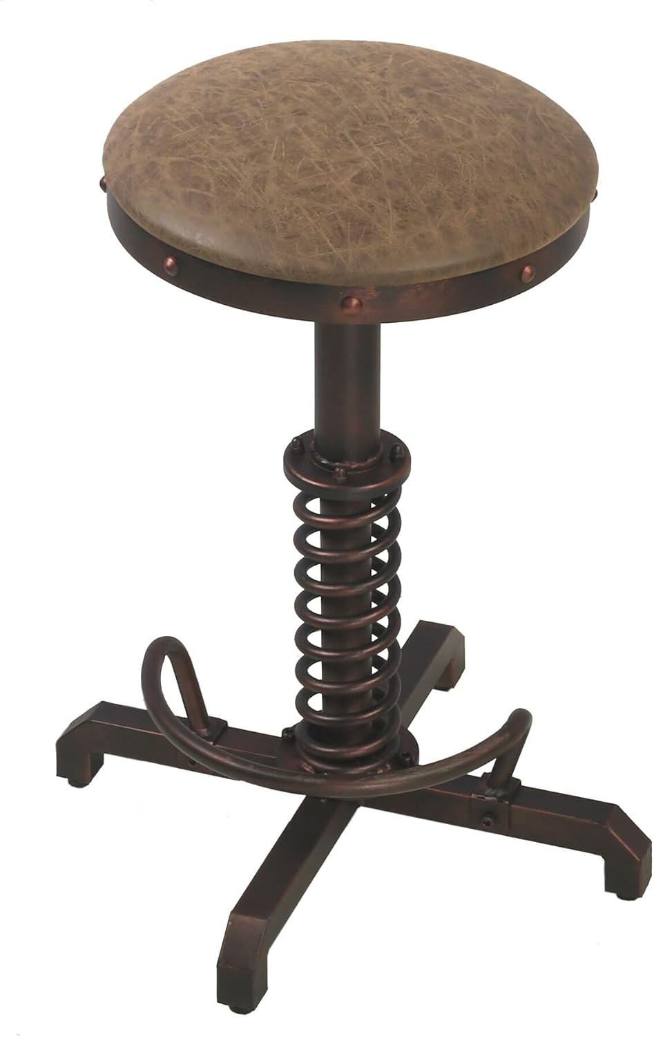 Topower Industrial Retro Vintage Farm PU Seat Tractor Stool Kitchen Swivel Height Adjustable bar Stool Copper