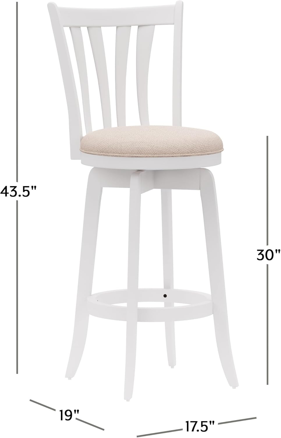 Hillsdale 29.5" Savana Wood Swival Bar Height Stool, White