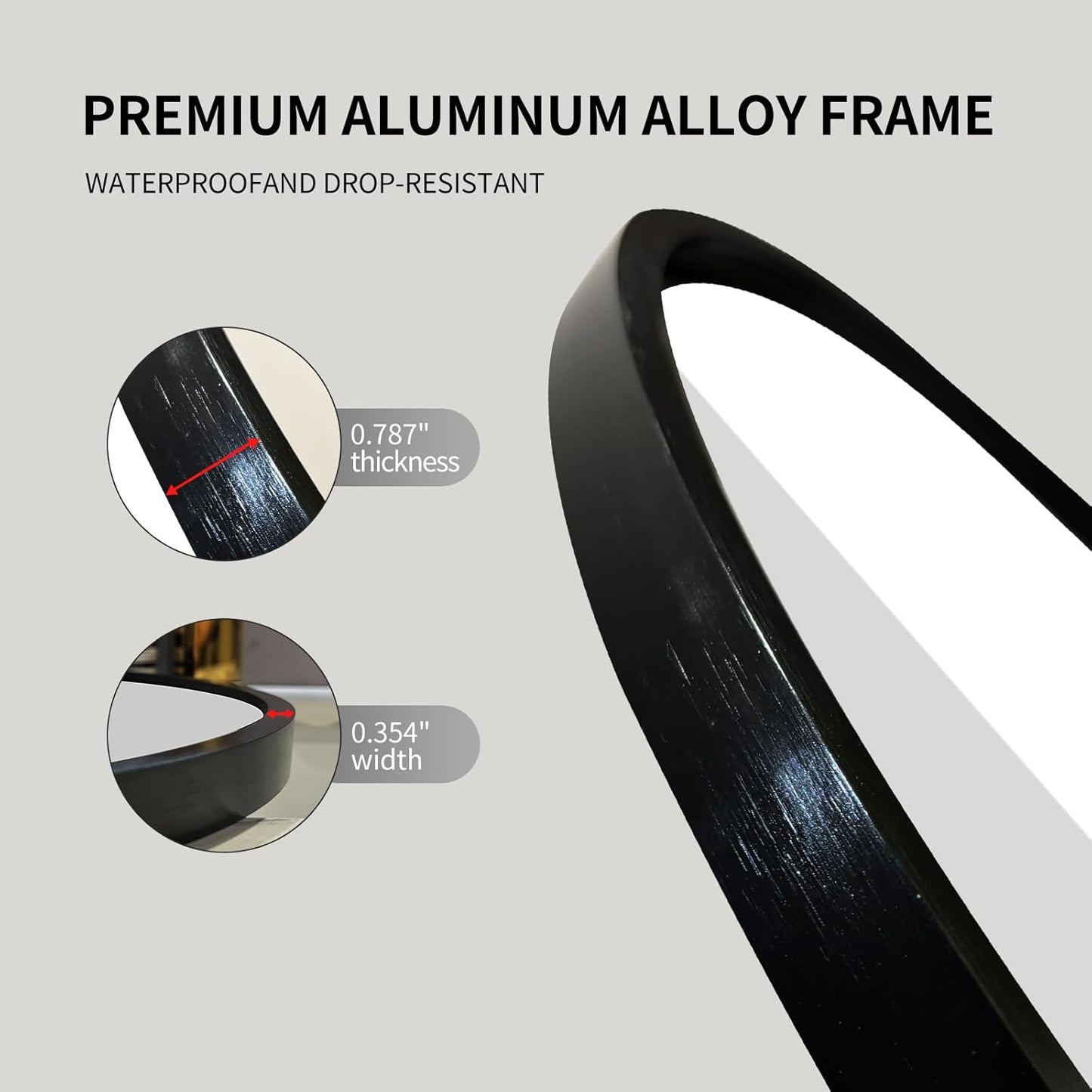 LAIYA 36x24inch Oval Wall Bathroom Mirror with Black Aluminum Frame,Wall Mounted Oval Vanity Mirrors， Explosion-Proof Glass, Waterproof Design, Easy Installation，Horizontally/Vertically