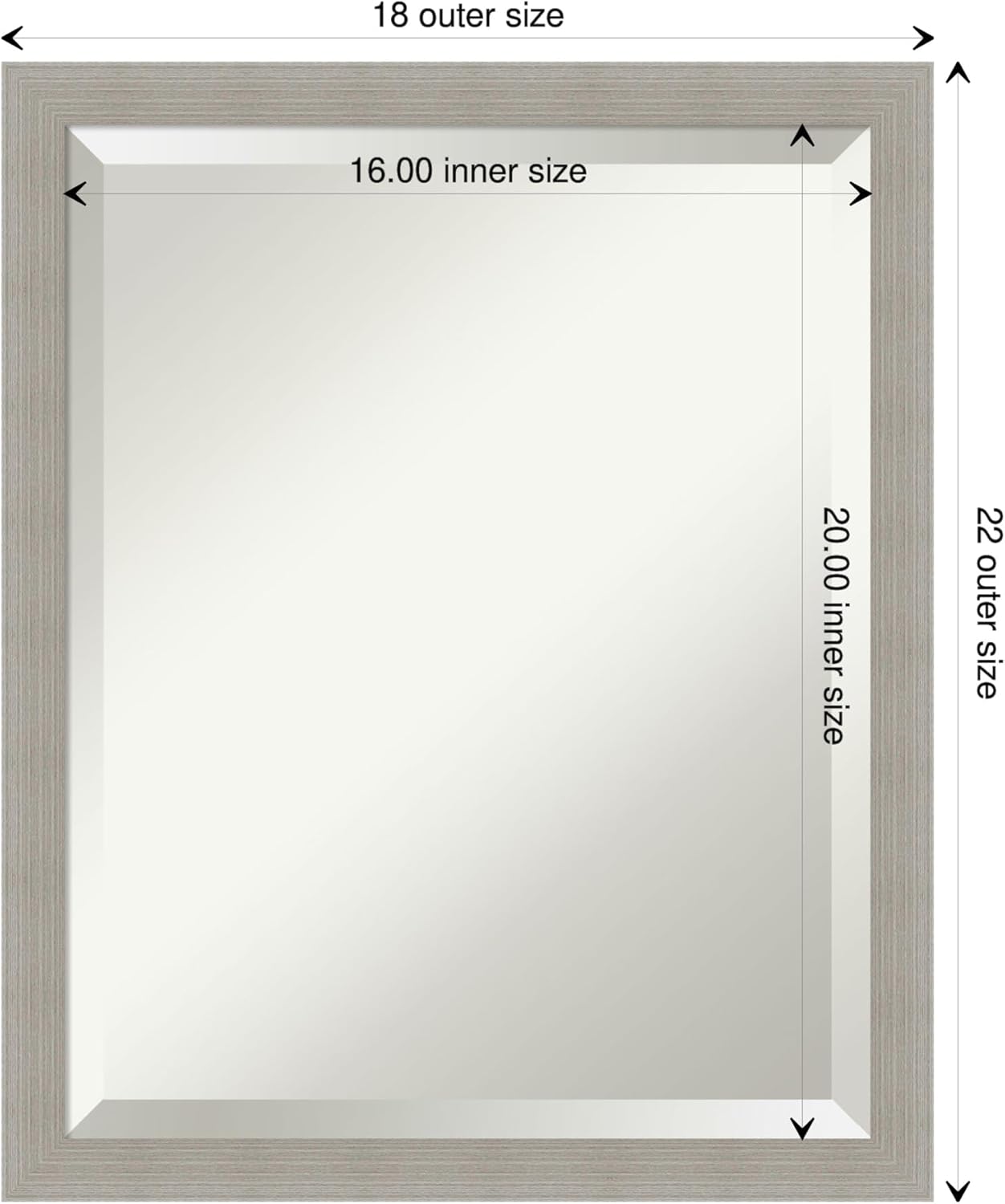 Amanti Art Grey Wall Mirror 22x18 Woodgrain Stripe Grey Rectangle Bathroom Mirror for Wall Decor Living Room, Small Casual Wood Frame, Hangs Horizonally and Vertically, Bathroom Decor, Beveled Edge