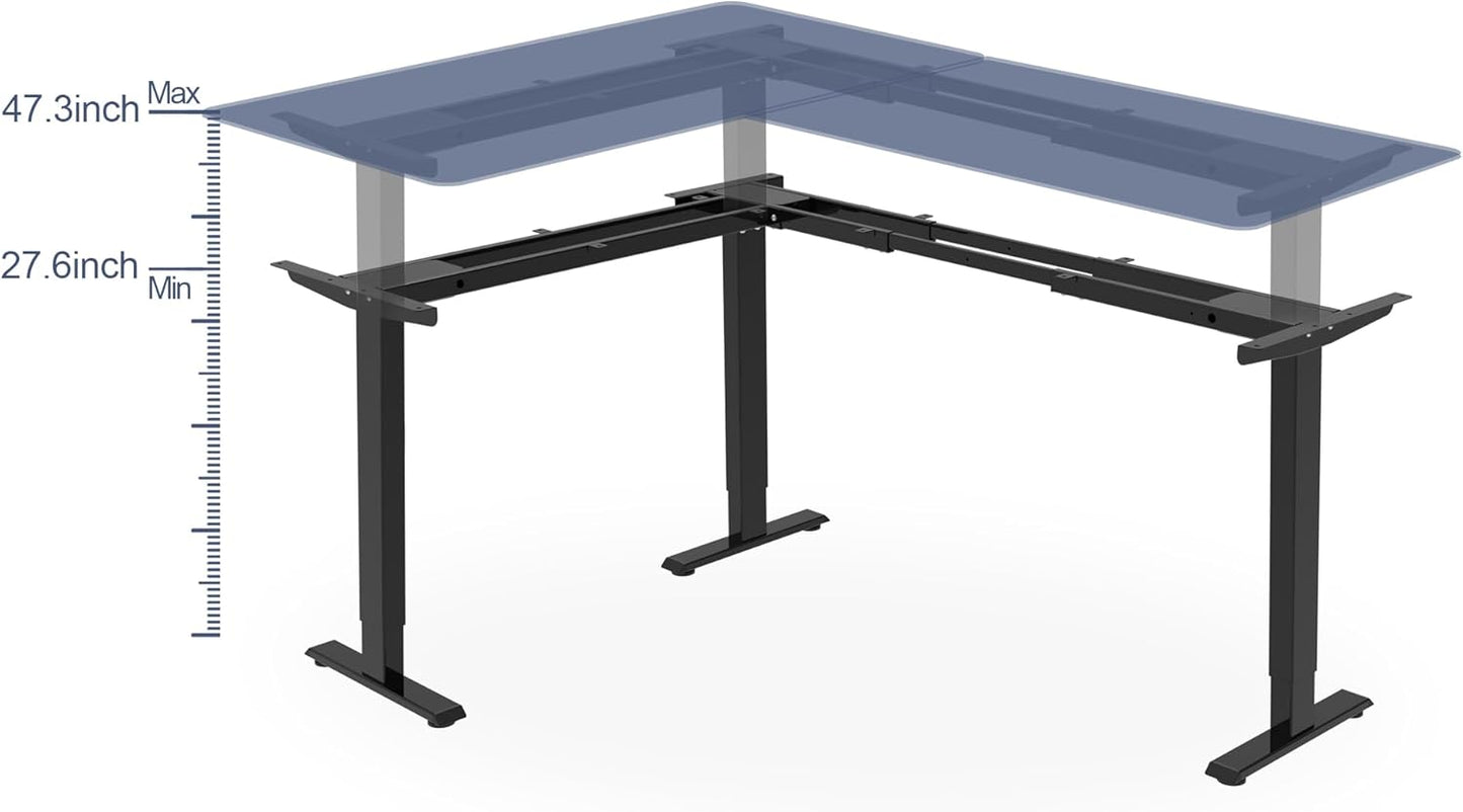 Fromann Adjustable 3 Legs Standing Desk Frame Base Electric Corner Sit-Stand Desk for Home and Office (Black)