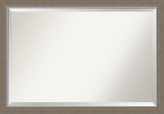Amanti Art Brown Wall Mirror 27x39 Eva Brown Narrow Rectangle Bathroom Mirror for Wall Decor Living Room, Large Country Rustic Frame, Hangs Horizonally and Vertically, Bathroom Decor, Beveled Edge