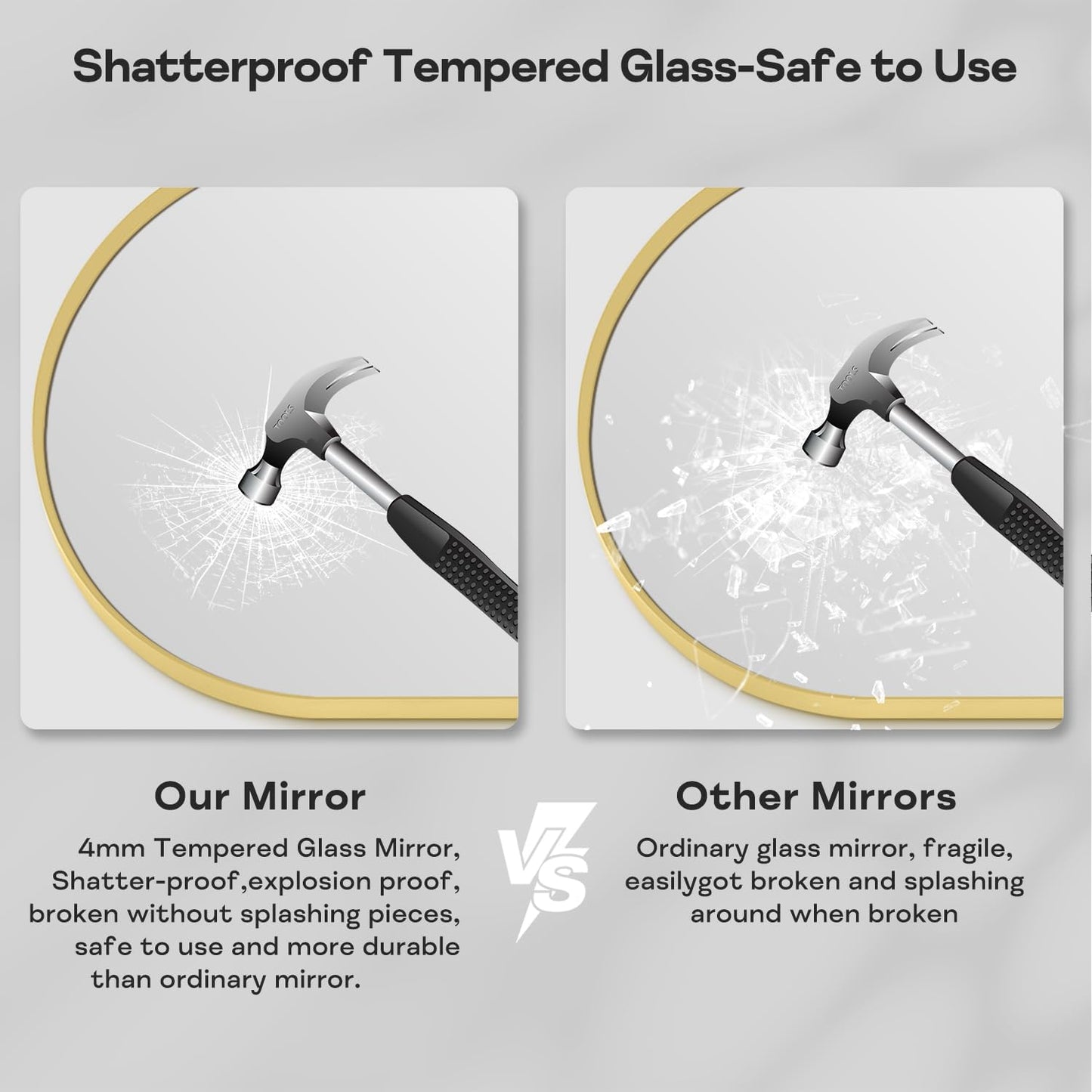 30" x 48" Gold Arched Mirror, Arch Wall Mirror, Metal Frame Black Bathroom Mirror, Arched Top Bathroom Vanity Mirror for Living Room, Bedroom, Entryway, Tempered Glass, Shatter Proof