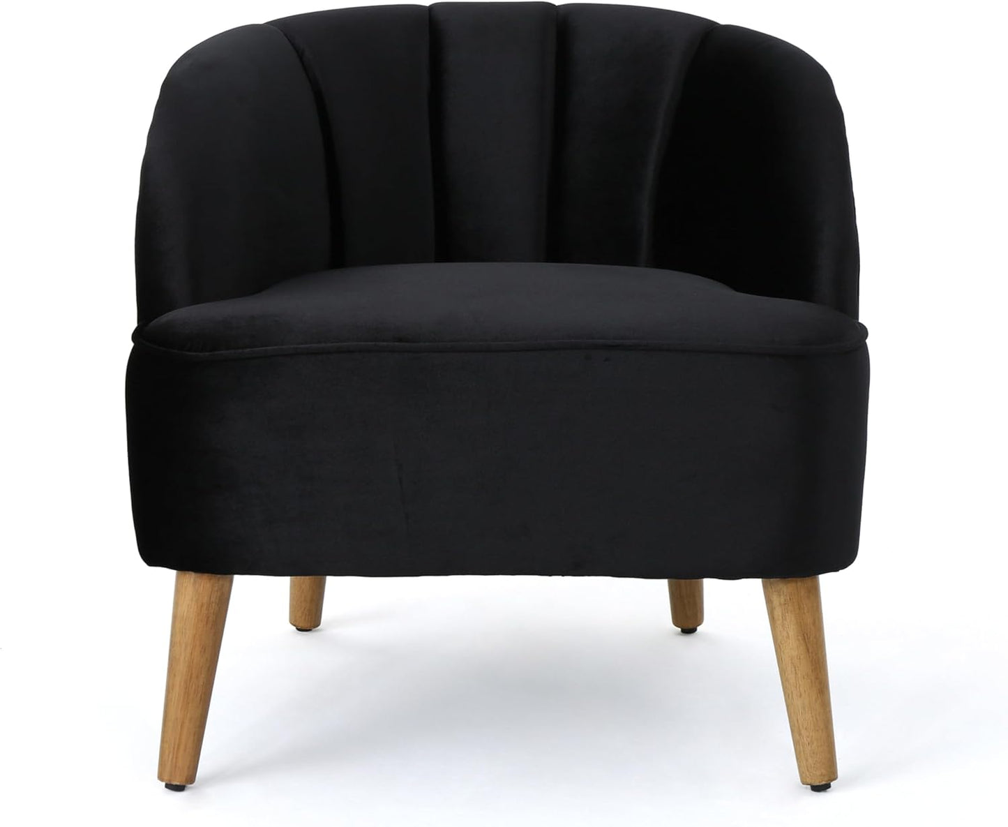Ball & Cast Velvet Accent Chair,Modern Lounge Living Room Chairs with A Curved Backrest and Iconic Splayed Legs,Seating Furniture for Bedroom,Black