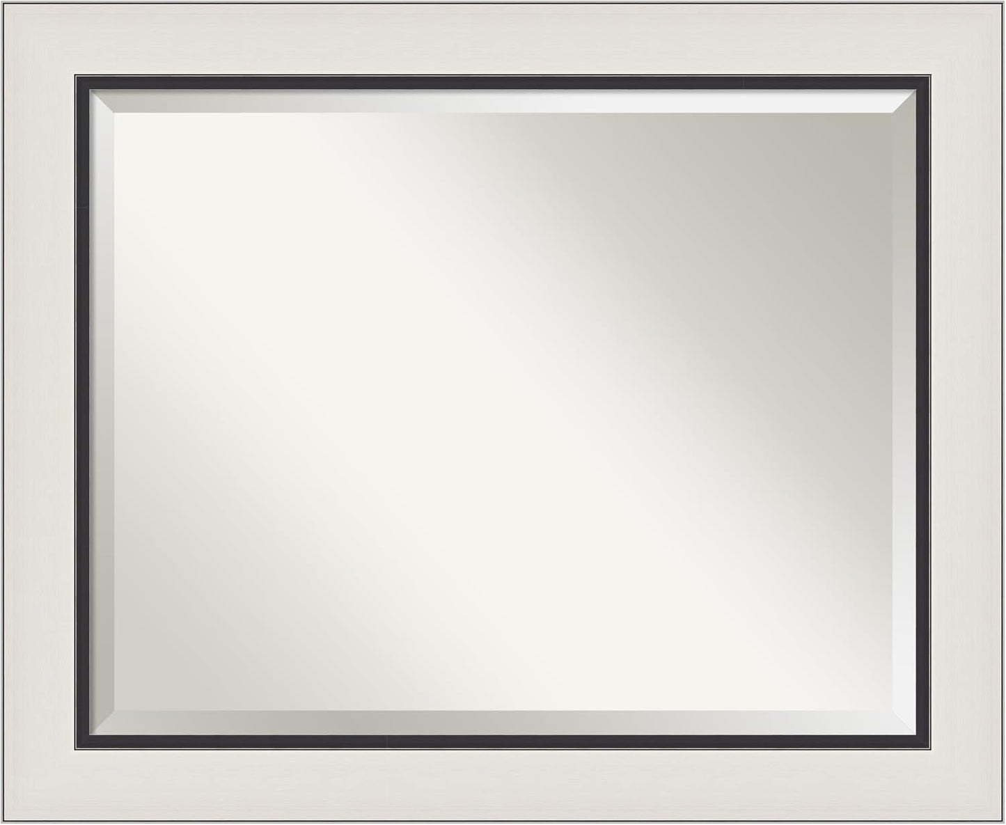 Amanti Art Silver Bathroom Mirror for Over Sink, 28x34 Ellie Silver Black Rectangle Vanity Mirror, Large Modern Contemporary Frame, Hangs Horizonally and Vertically, Bathroom Wall Decor, Beveled Edge