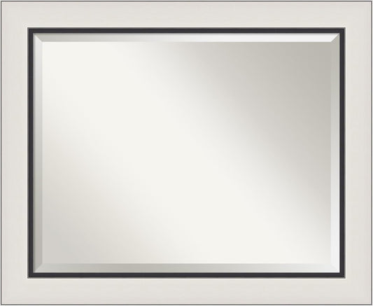 Amanti Art Silver Bathroom Mirror for Over Sink, 28x34 Ellie Silver Black Rectangle Vanity Mirror, Large Modern Contemporary Frame, Hangs Horizonally and Vertically, Bathroom Wall Decor, Beveled Edge