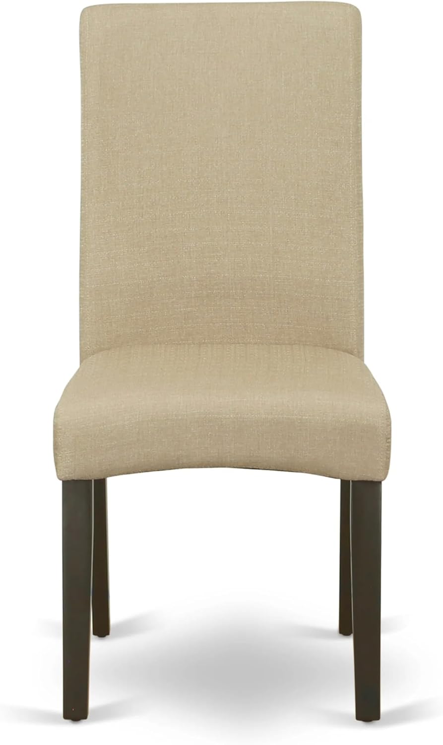 East West Furniture ANDR5-CAP-03 5 Piece Kitchen Table & Chairs Set Includes a Round Dining Room Table with Pedestal and 4 Brown Linen Fabric Parson Dining Chairs, 36x36 Inch, Cappuccino