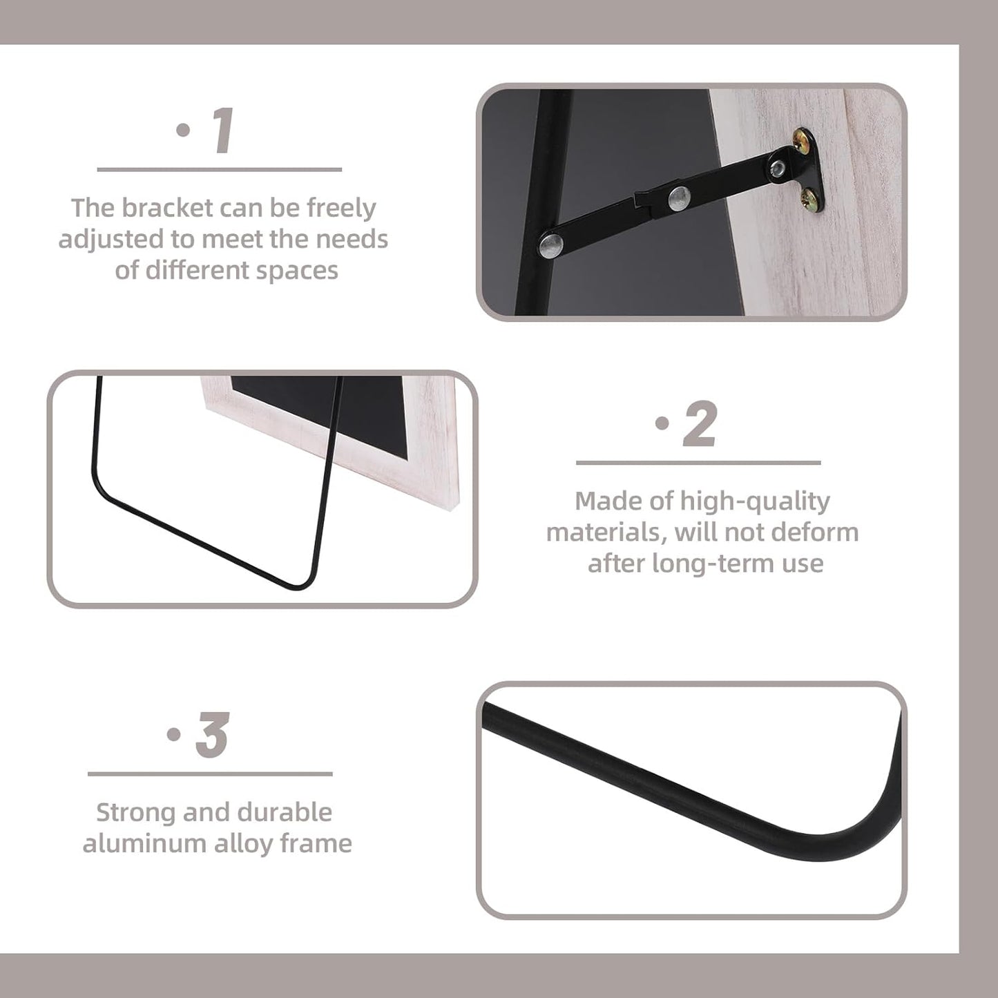 Arched Full Length Mirror with Solid Wood Frame, 71x32 Farmhouse Wall Mirror Full Length with Stand, Vertical Hanging, Leaning Standing for Bedroom, Living Room, Rustic White