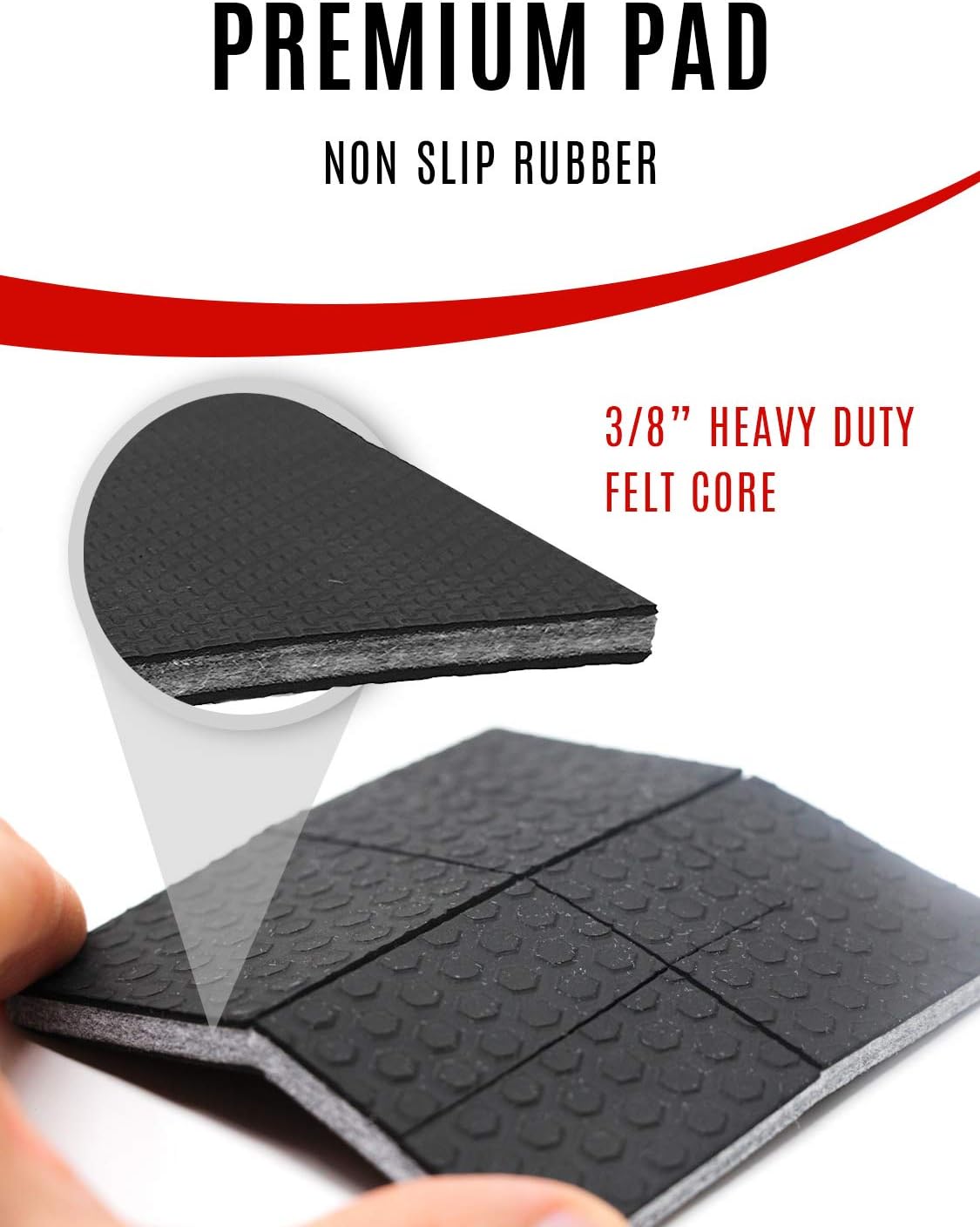SlipToGrip Non Slip Furniture Pad Grippers - Stops Slide - Multi Size (4 Pads) - Make 4", 1", 2", etc.- Pre-Scored Multiple Sizes - 3/8" Felt Core - Anti Slip - No Nails, No Glue.
