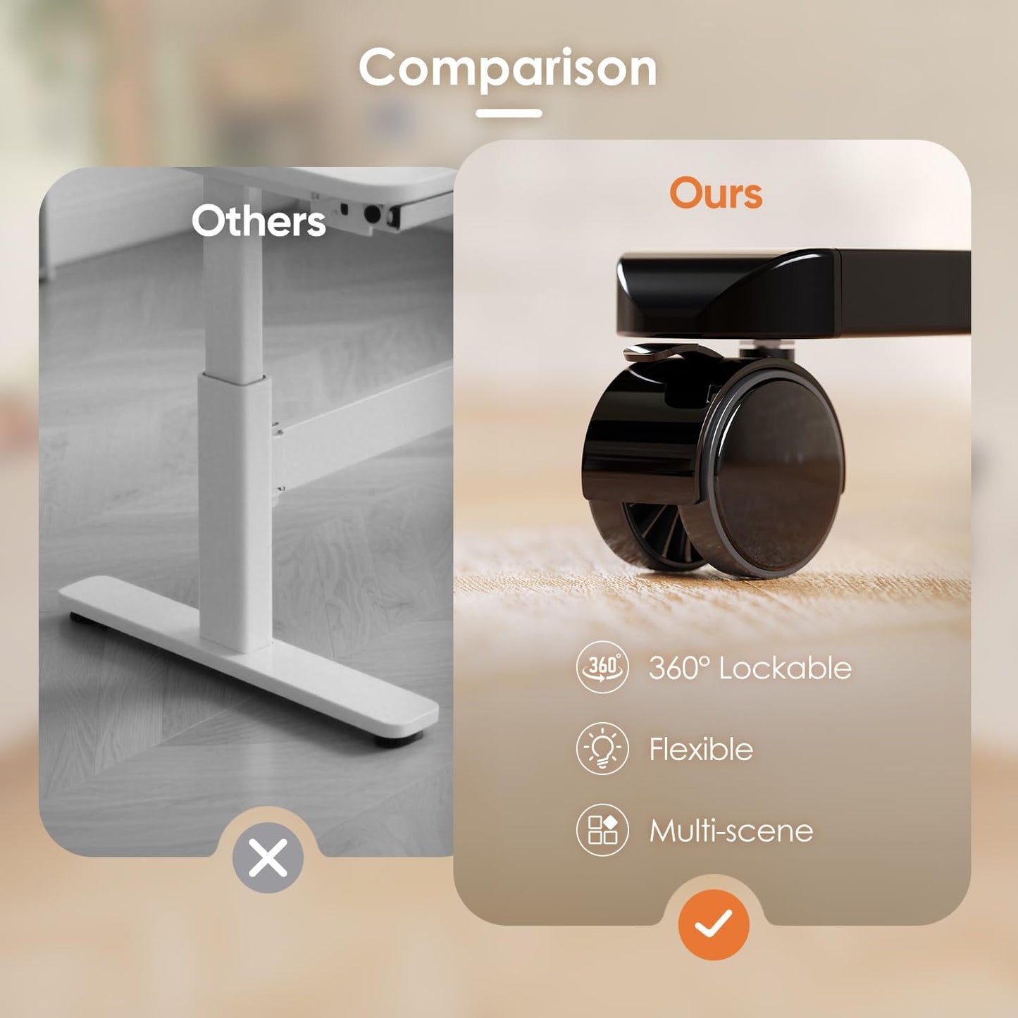 Monomi Electric Height Adjustable Standing Desk, 48x24 Inches Ergonomic Home Office Sit/Stand Up Desk (Black Steel Frame/Rustic Brown Top)