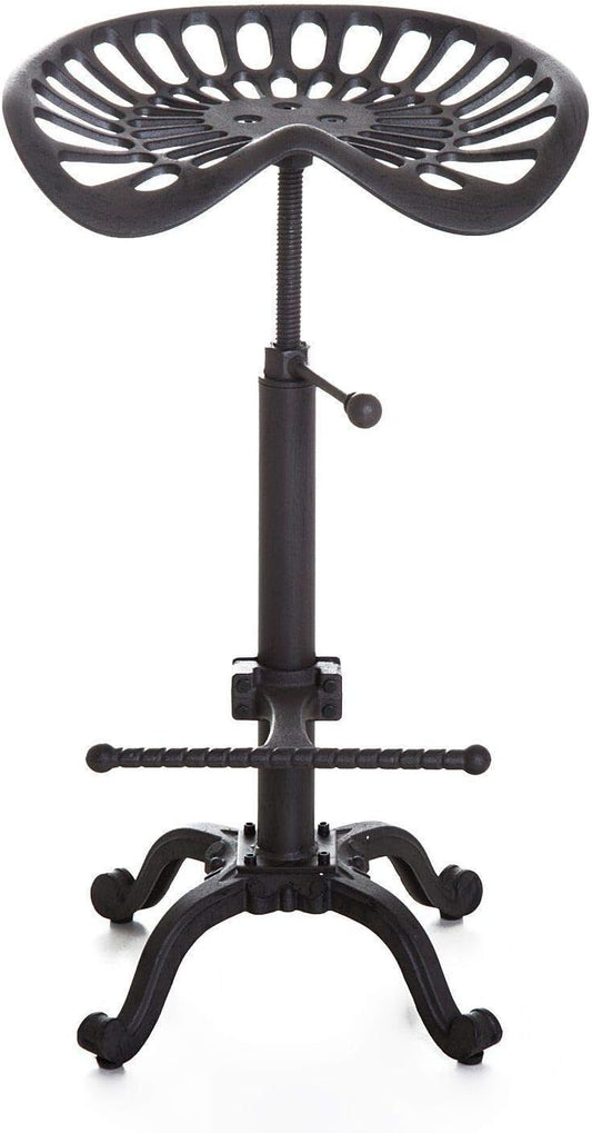 LOKKHAN Tractor Seat Bar Stool-Rustic Industrial Bar Stool-Farmhouse Cast Iron Swivel Stool-Counter Height Adjustable-Extra Tall Pub Height-24-31 inch (Matte Rust)