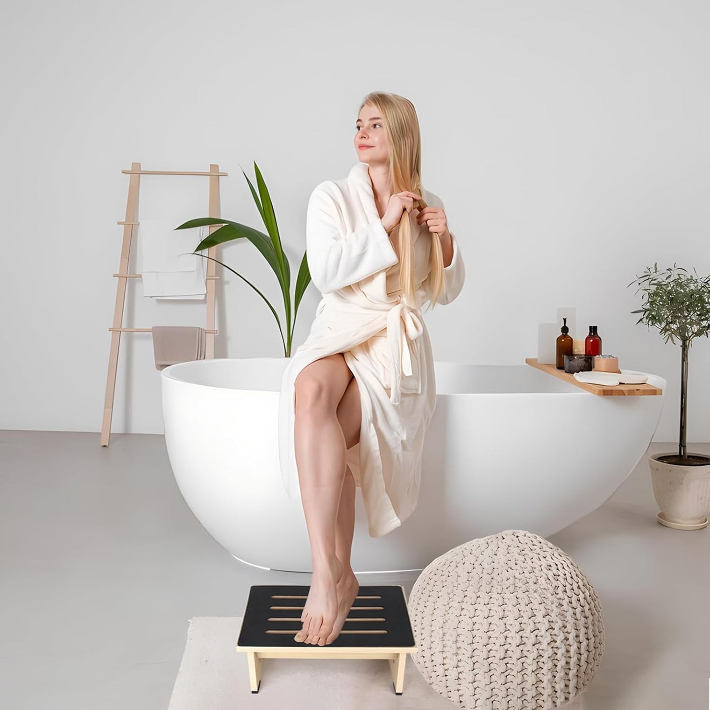 One Step Stool for Adults Seniors with Non-Slip Rubber Stepping Feet, Heavy Duty Platform Step Stools, 5.5 in Portable Bed Steps for High Beds for Bathroom, Bedroom, Kitchen & Bedside Kids Support