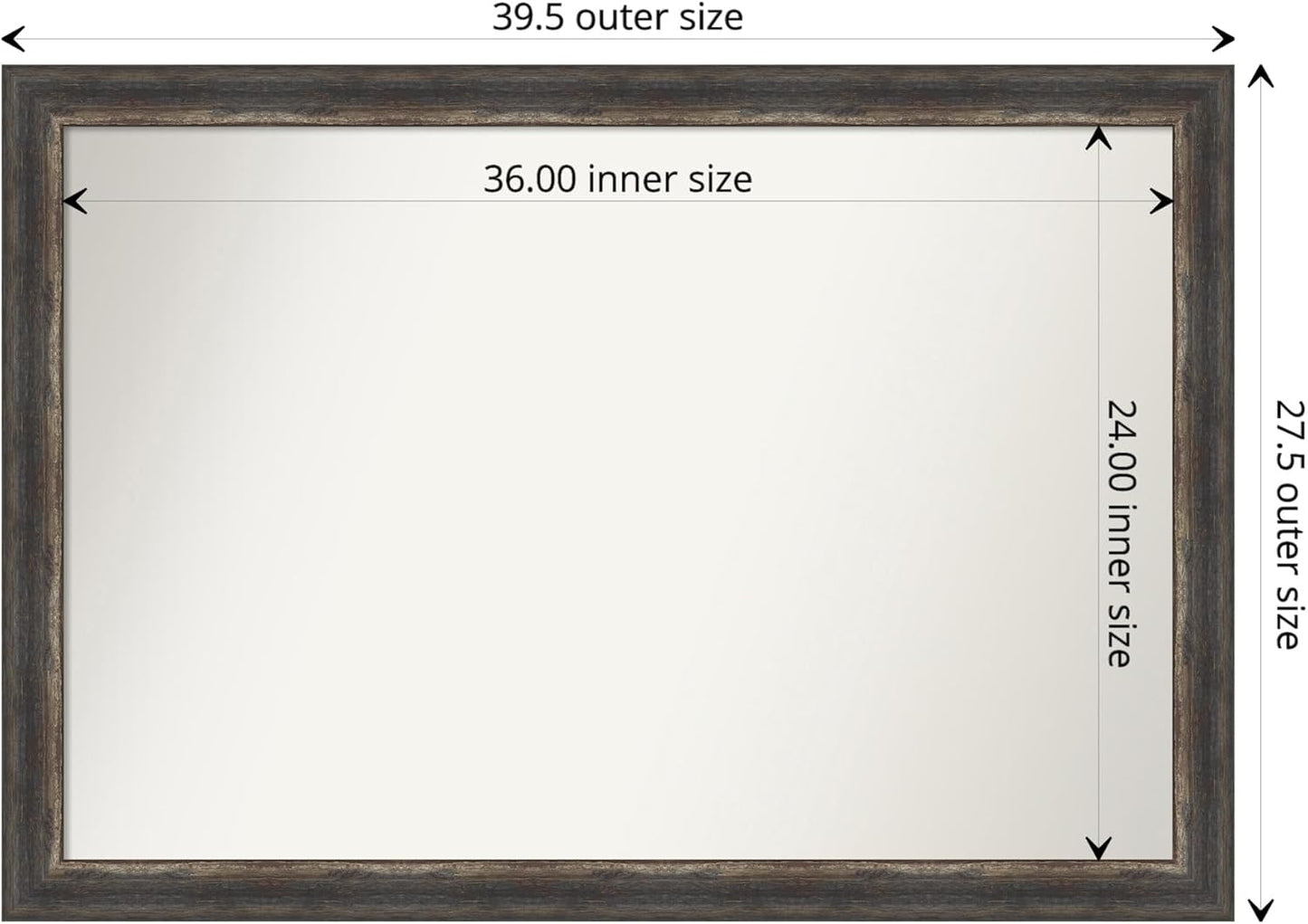 Amanti Art Brown Bathroom Mirror for Over Sink, 29x41 Bark Rustic Char Rectangle Vanity Mirror, Large Country Rustic Frame, Hangs Horizonally and Vertically, Bathroom Wall Decor, Non-Beveled Edge