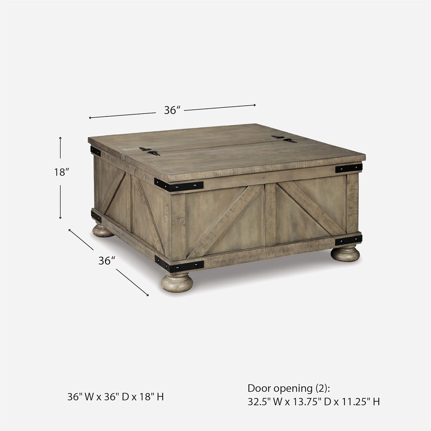 Signature Design by Ashley Aldwin Farmhouse Square Coffee Table with Lift Top for Storage, Grayish Brown