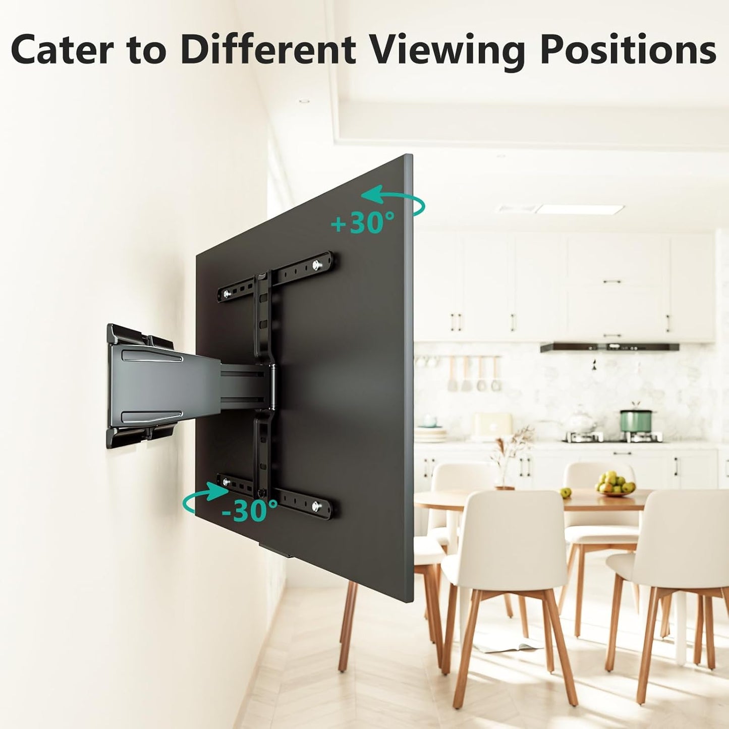 WALI Ultra Slim Full Motion TV Wall Mount Bracket for Most 43-90 Inch Flat Screen TVs, Swivel, Tilt & Extension TV Articulating Mount, Max Mounting Holes 600x400mm, Holds up to 132lbs(TTM-4), Black