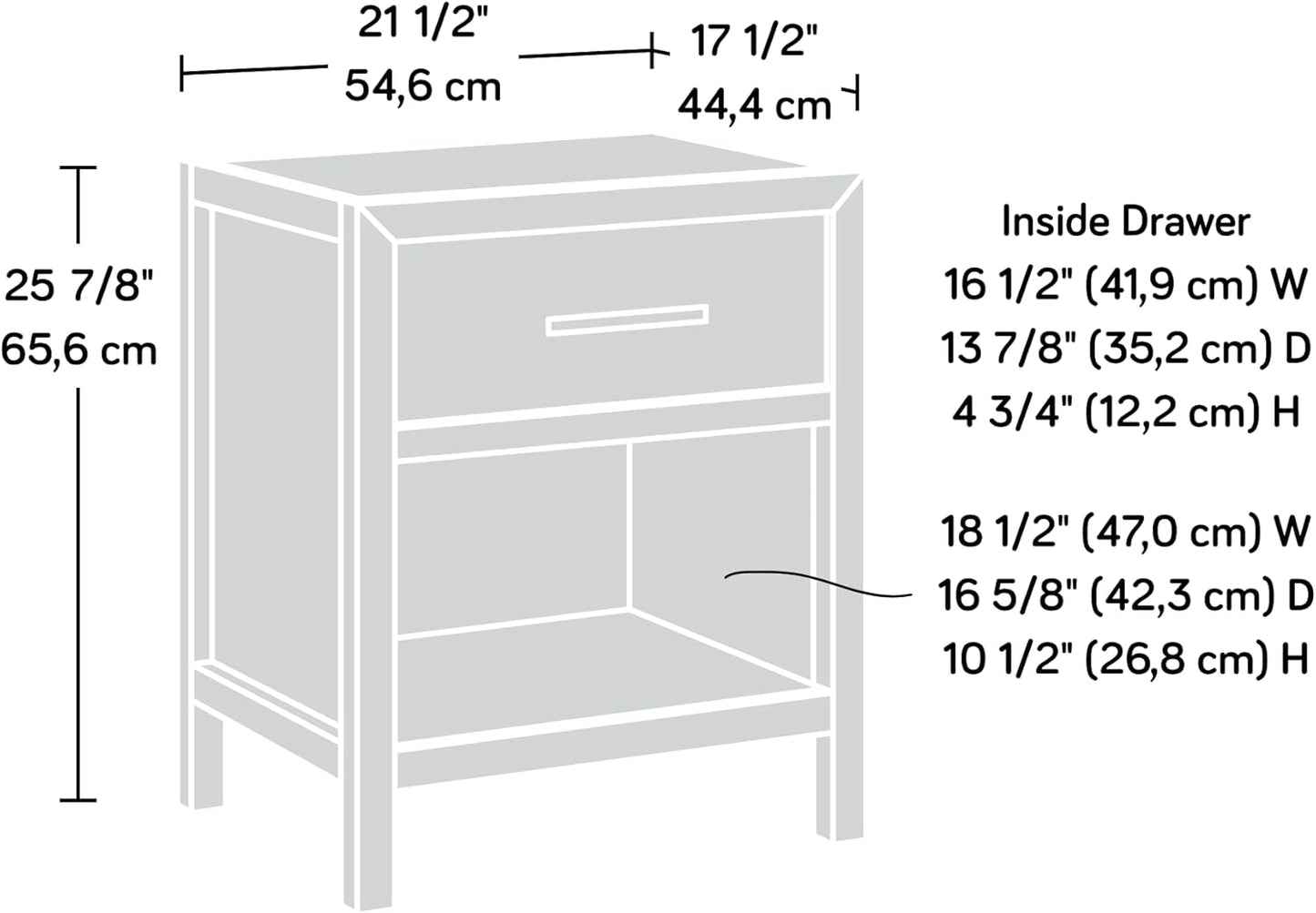 Sauder Pacific View Bedroom Night Stand, Spacious Storage, 1 Drawer Nightstand, Prime Oak Finish