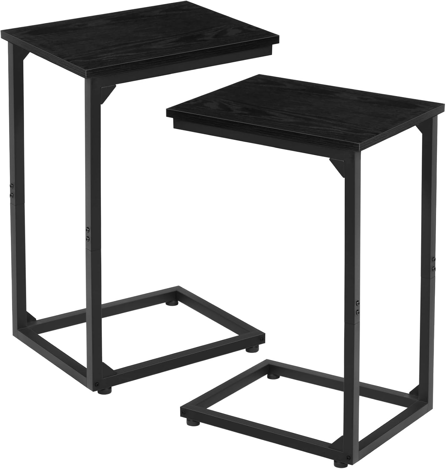 AMHANCIBLE C Shaped End Table Set of 2, Couch Tables That Slide Under, TV Tray Snack Table for Sofa, Small Side Table for Couch, Small Space, Living Room, Black, HET02CBK